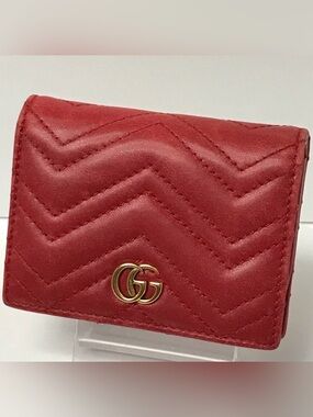 Gucci Marmont Red Leather Wallet - Box, Bag & Ribbon Included *Authentic